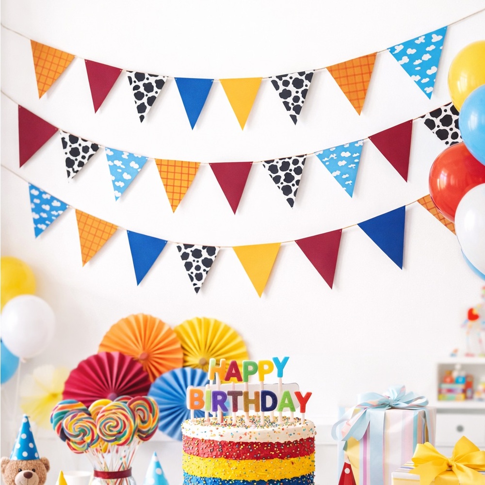 NWT 32 ft Colorful Toy Story Birthday Party Banner Set